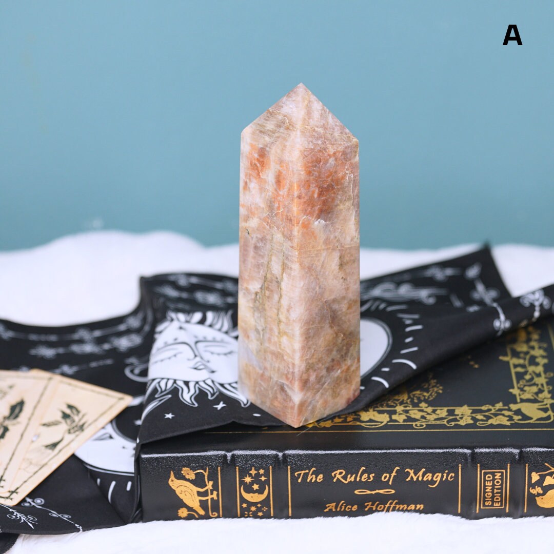 Large Stunning Blue Flash Moonstone Crystal Tower Natural Moonstone Healing Crystal Point Polished Moonstone Stone