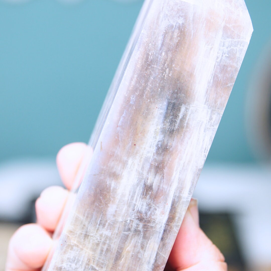 Large Stunning Blue Flash Moonstone Crystal Tower Natural Moonstone Healing Crystal Point Polished Moonstone Stone