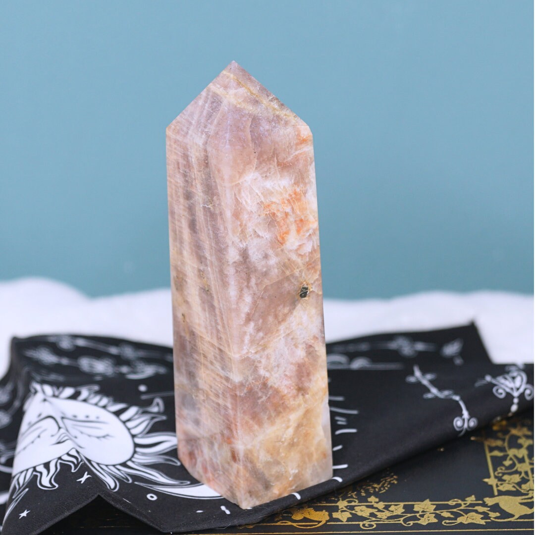 Large Stunning Blue Flash Moonstone Crystal Tower Natural Moonstone Healing Crystal Point Polished Moonstone Stone