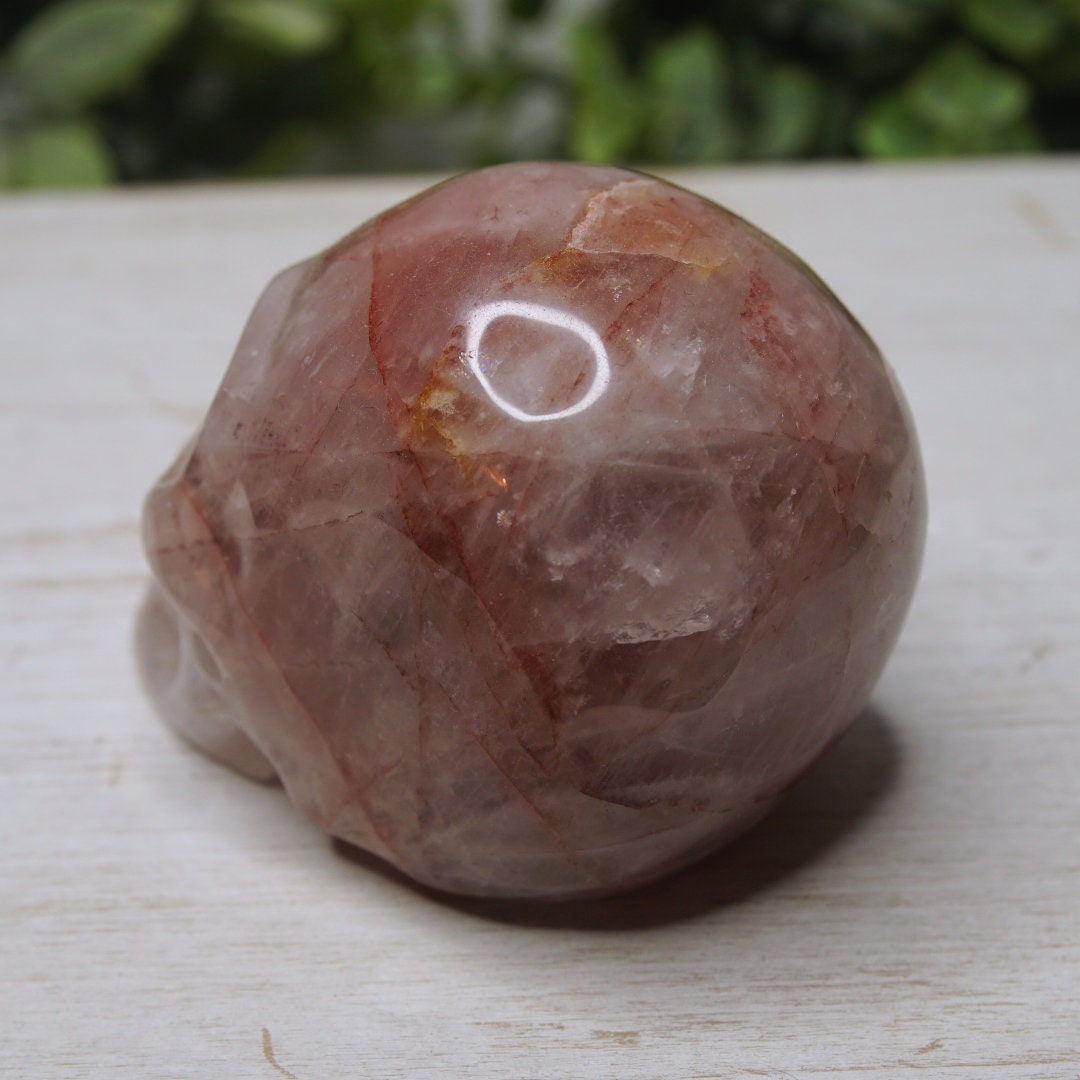 Fire Quartz Skull Crystal Hematoid Quartz Crystal Grounding Chakra Balance Alter Reiki Energy High Quality