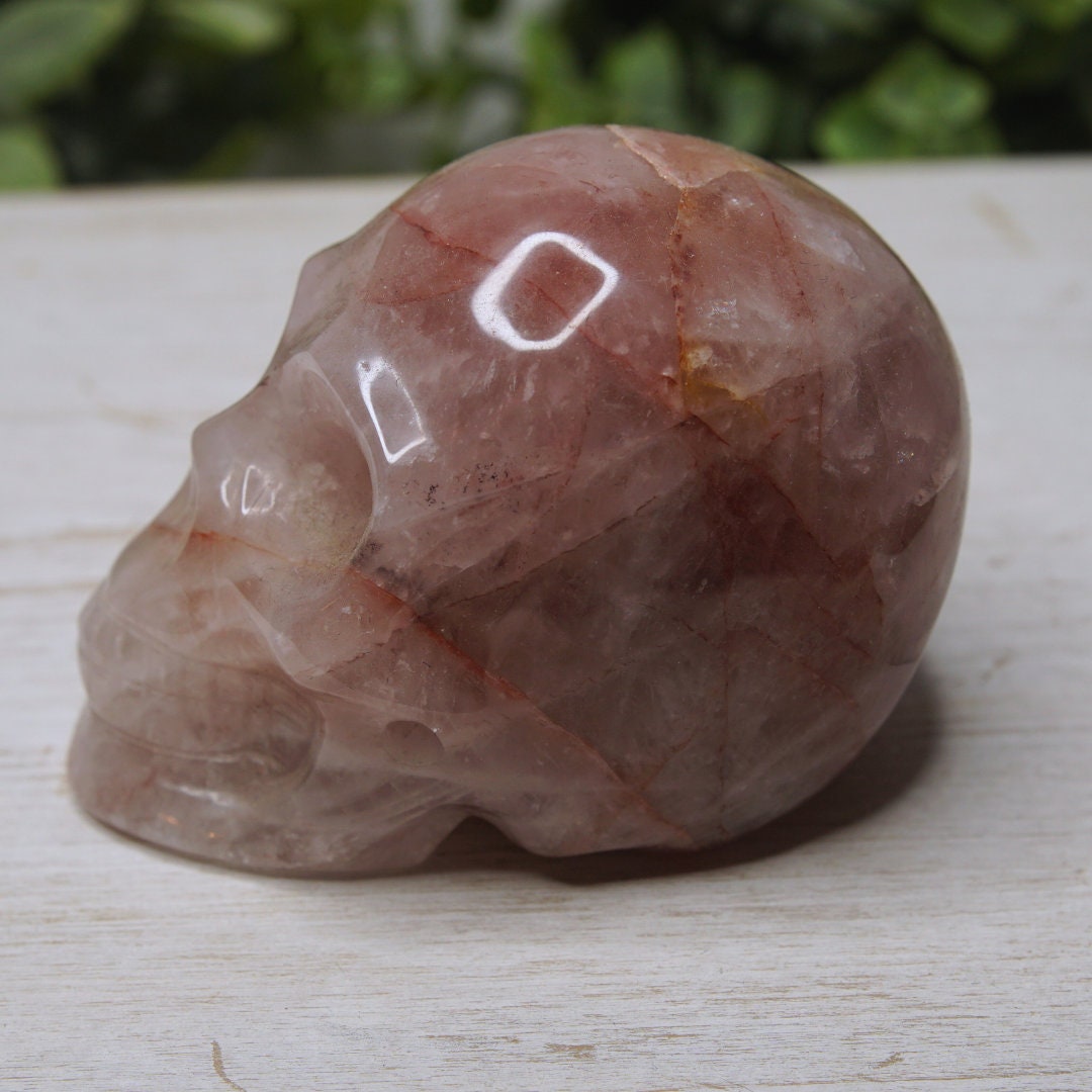 Fire Quartz Skull Crystal Hematoid Quartz Crystal Grounding Chakra Balance Alter Reiki Energy High Quality