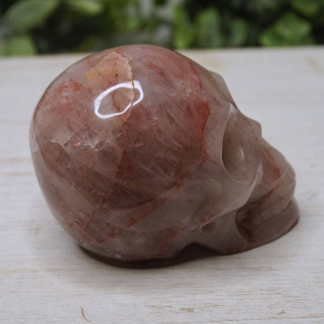 Fire Quartz Skull Crystal Hematoid Quartz Crystal Grounding Chakra Balance Alter Reiki Energy High Quality