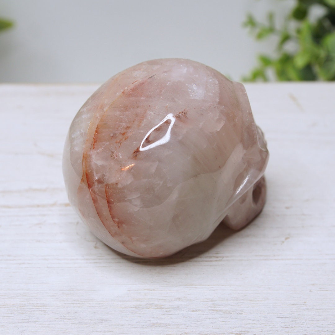 Fire Quartz Carved Crystal Skull Hematoid Quartz Crystal Grounding Chakra Balance Alter Reiki Energy High Quality