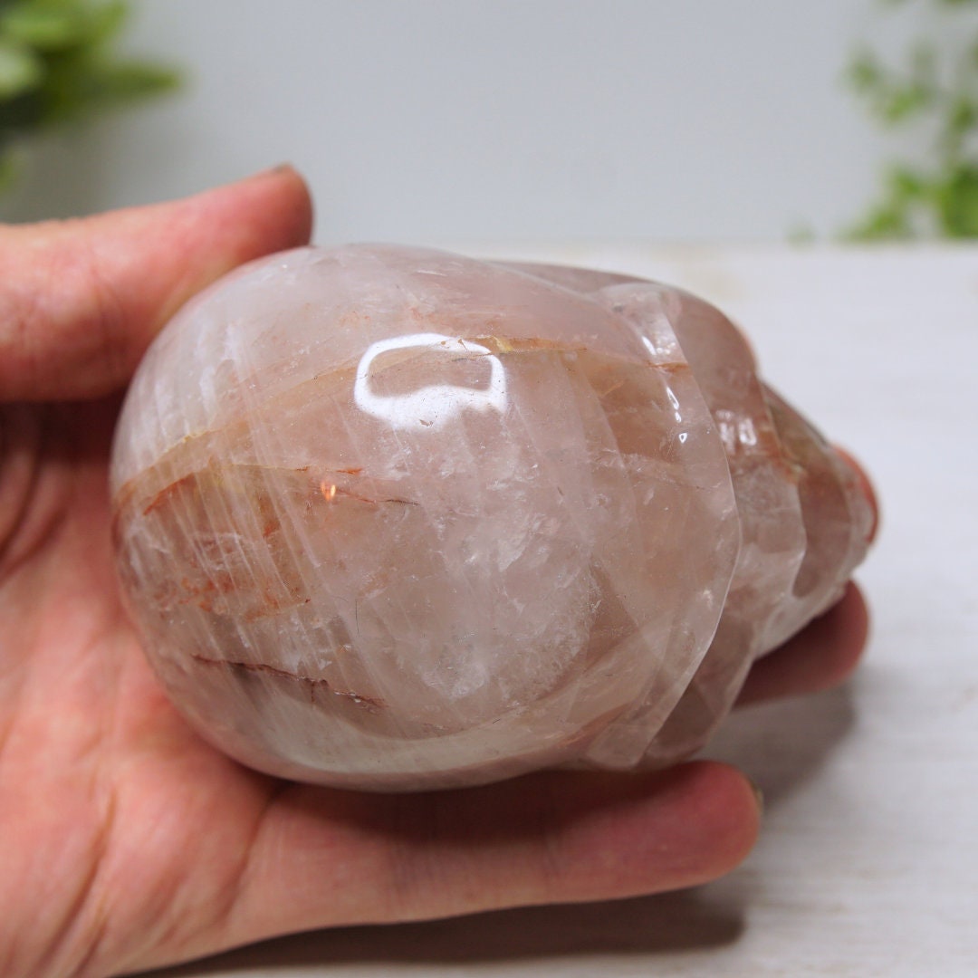 Fire Quartz Carved Crystal Skull Hematoid Quartz Crystal Grounding Chakra Balance Alter Reiki Energy High Quality