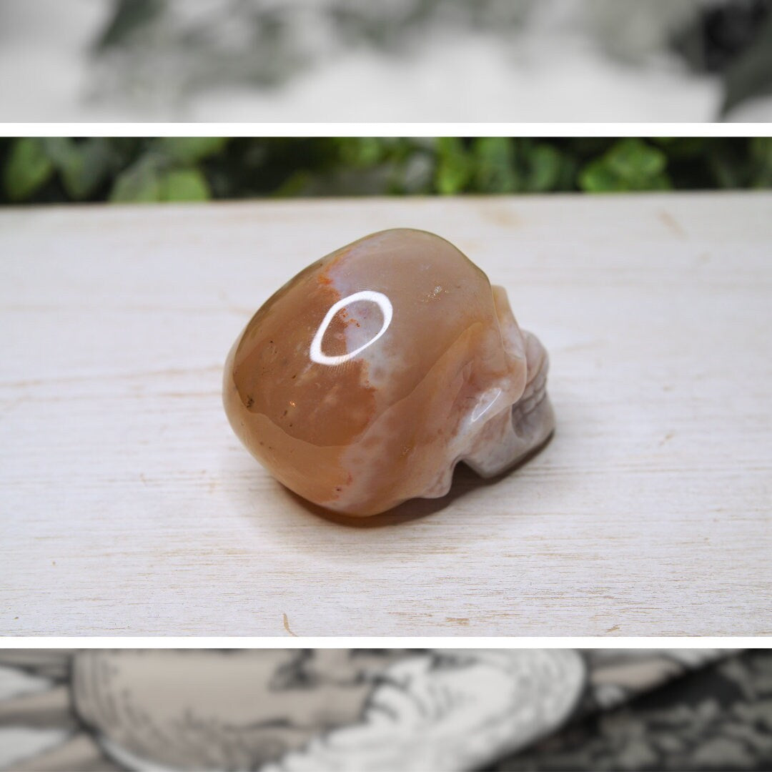 Flower Agate Skull Crystal High Quality, Manifestation Agate Stone Sphere Alter Healing Reiki Metaphysical Gift Feng Shui