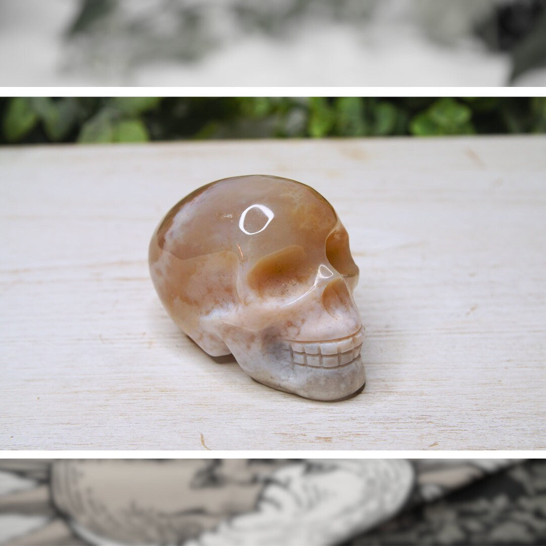 Flower Agate Skull Crystal High Quality, Manifestation Agate Stone Sphere Alter Healing Reiki Metaphysical Gift Feng Shui