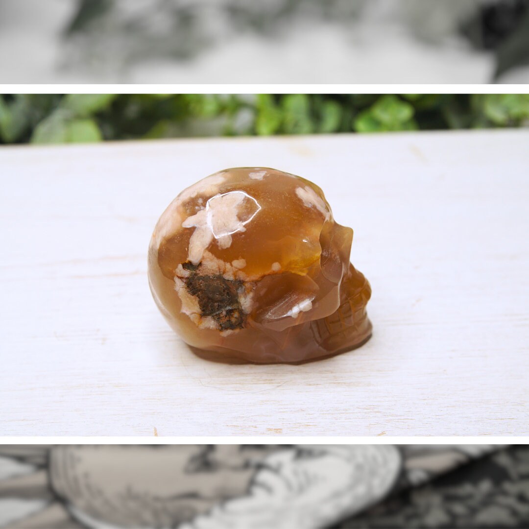 Crystal Skull Flower Agate Carving High Quality, Manifestation Agate Stone Sphere Alter Healing Reiki Metaphysical Gift Feng Shui