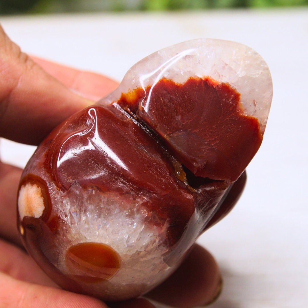 Red Carnelian Crystal Agate Flower Agate Skull Stone Carving Sculpture Healing Altar Reiki Feng Shui Altar