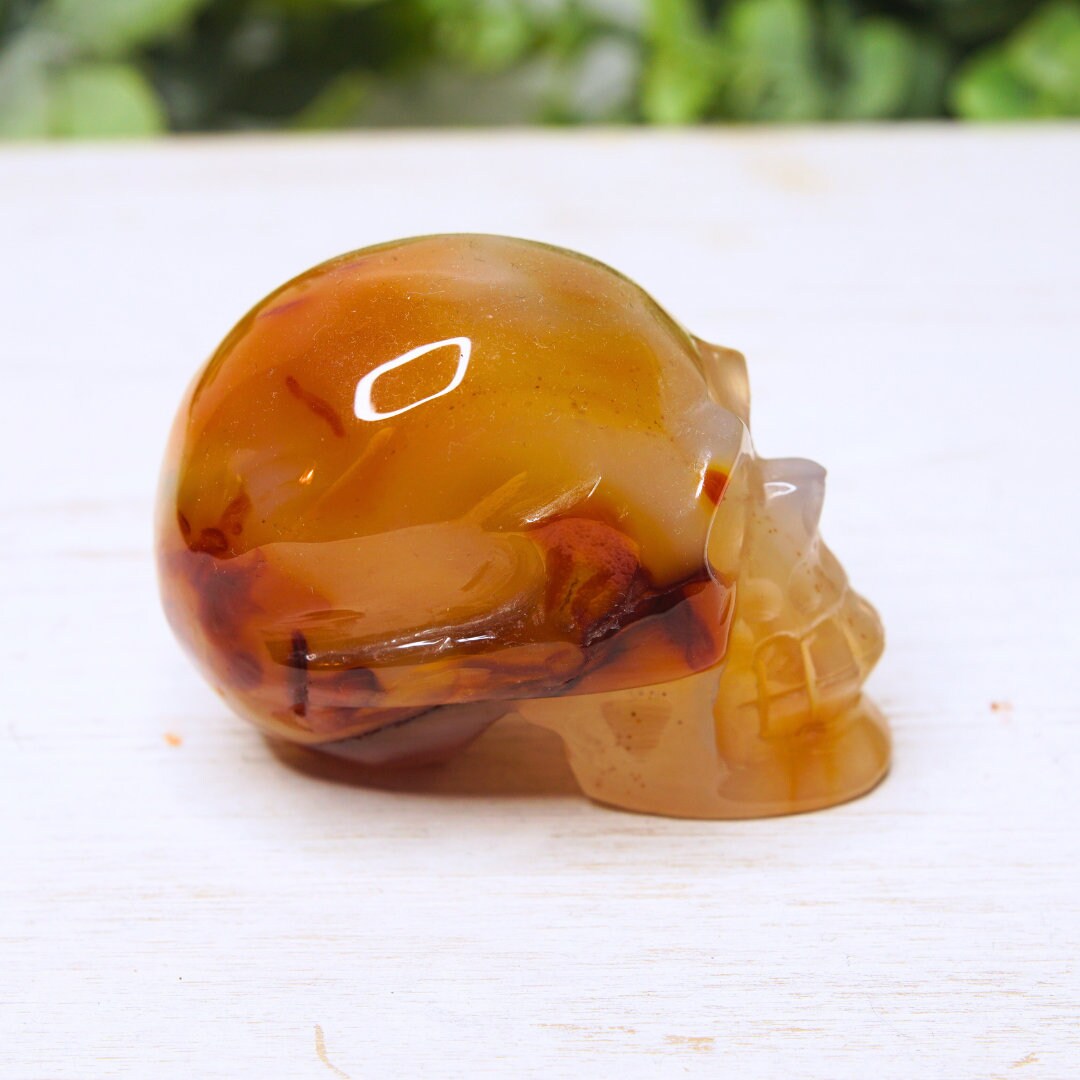 Agate Red Carnelian Crystal Skull Carving Human Sculpture Root, Sacral, Solar Plexus Chakra, Reiki Altar Energy Feng Shui