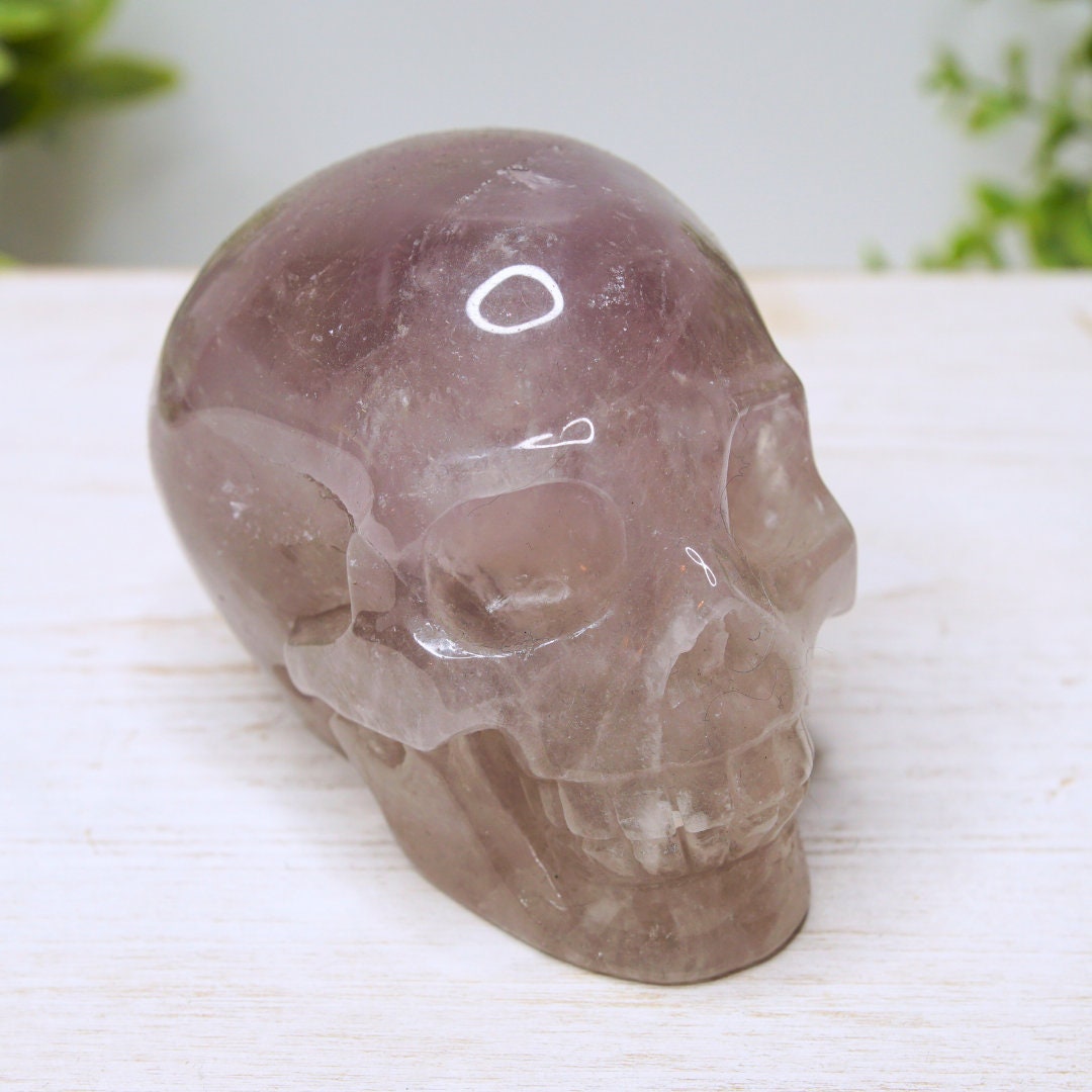 Lavender Amethyst Crystal Skull Carving Healing Stone Altar Feng Shui Altar Energy