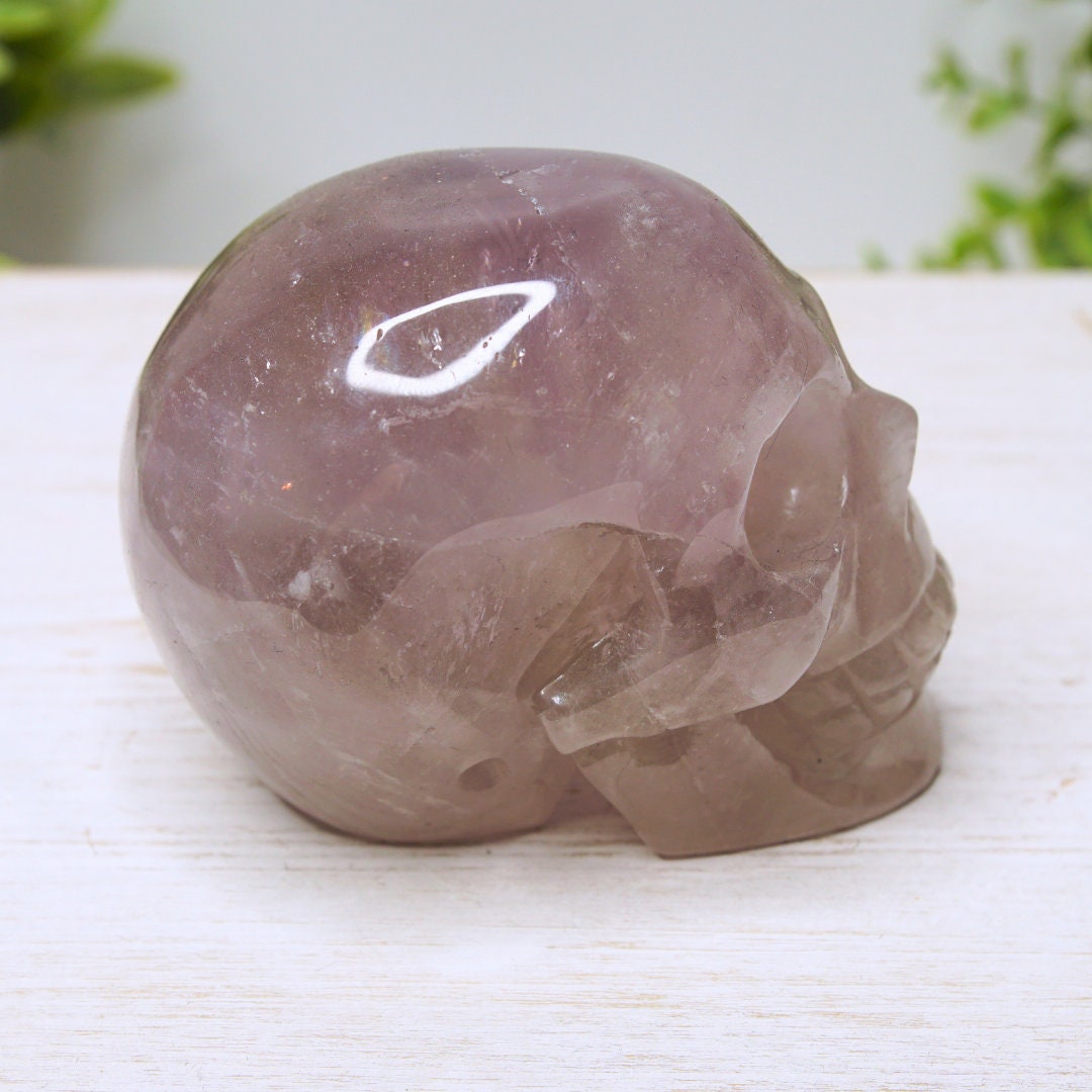 Lavender Amethyst Crystal Skull Carving Healing Stone Altar Feng Shui Altar Energy