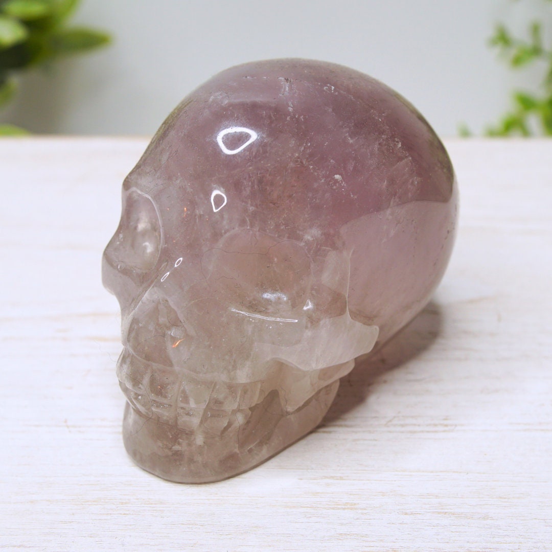 Lavender Amethyst Crystal Skull Carving Healing Stone Altar Feng Shui Altar Energy