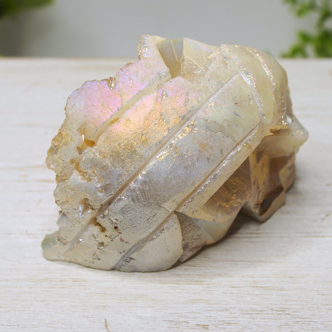 Angel Aura Sphalerite Quartz Cluster Druzy Crystal Skull 1.3 Pounds Aura Crystal