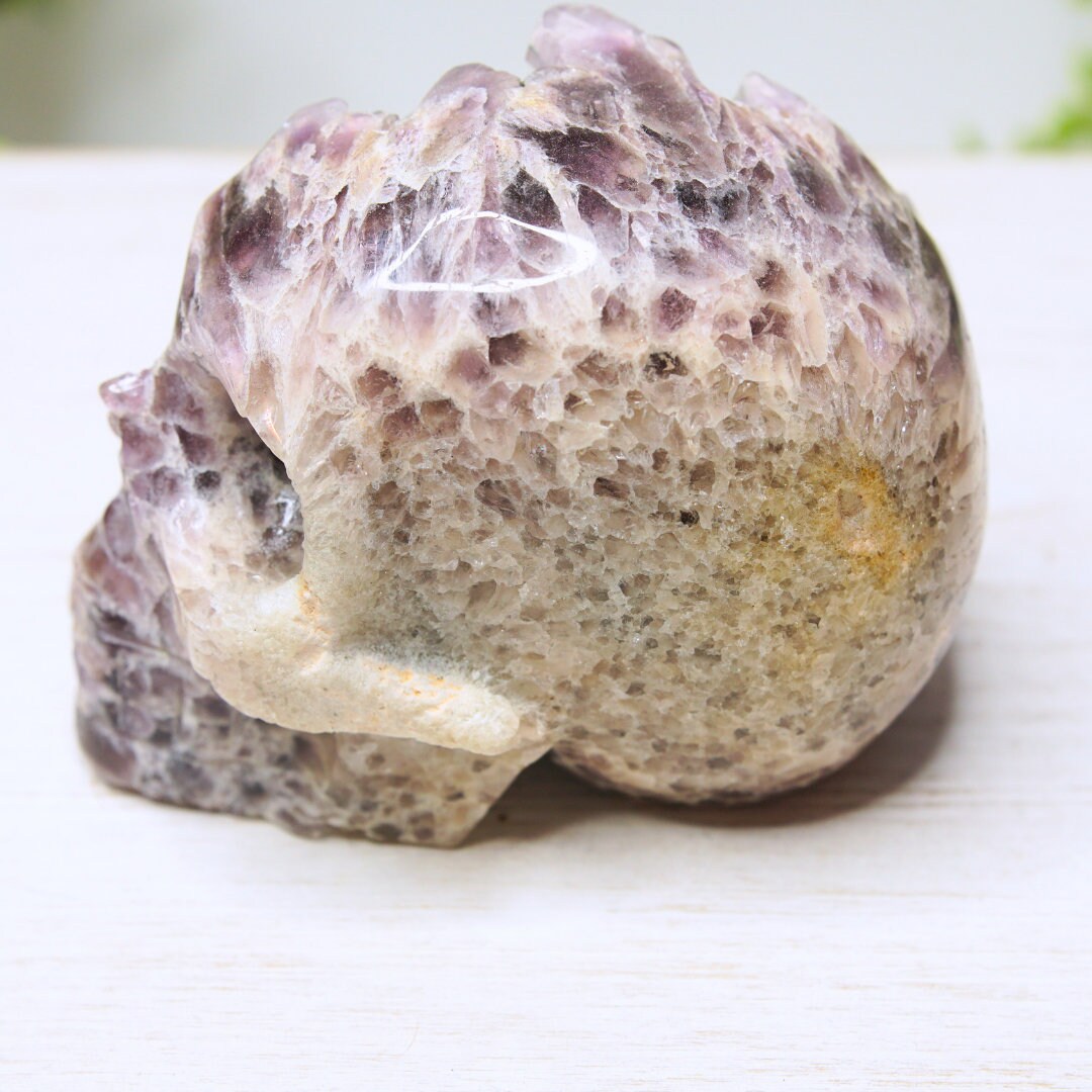 Amethyst Crystal Skull, Druzy Chevron Healing Quartz Carving Statue, Crystal Dream Amethyst Altar Feng Shui Altar Energy