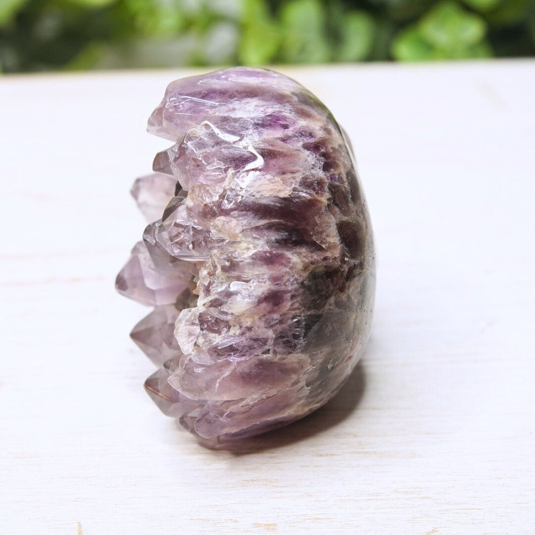 Amethyst Crystal Skull Sculpture Chevron Healing Druzy Quartz Crystal Dream Amethyst Altar Feng Shui Altar Energy