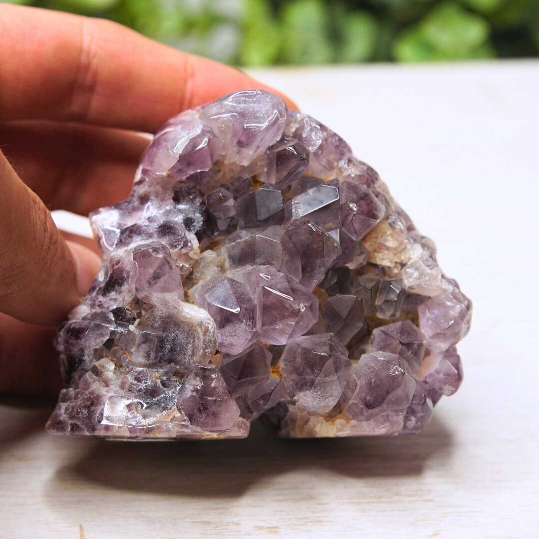 Amethyst Crystal Skull Sculpture Chevron Healing Druzy Quartz Crystal Dream Amethyst Altar Feng Shui Altar Energy