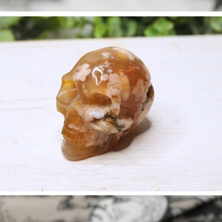 Crystal Skull Flower Agate Carving High Quality, Manifestation Agate Stone Sphere Alter Healing Reiki Metaphysical Gift Feng Shui