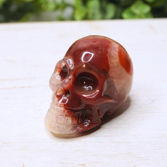 Red Carnelian Crystal Agate Flower Agate Skull Stone Carving Sculpture Healing Altar Reiki Feng Shui Altar