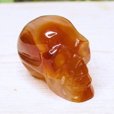 Agate Red Carnelian Skull Carving