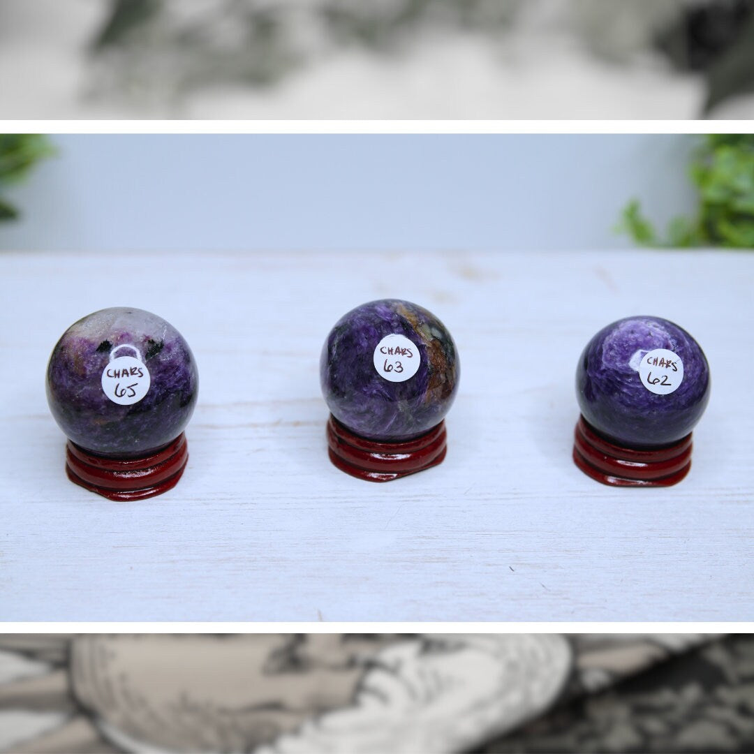 Charoite Spheres Palm Worry Crystal Stone Spiritual Meditation Energy Reiki Crystal Quartz Points Healing Love