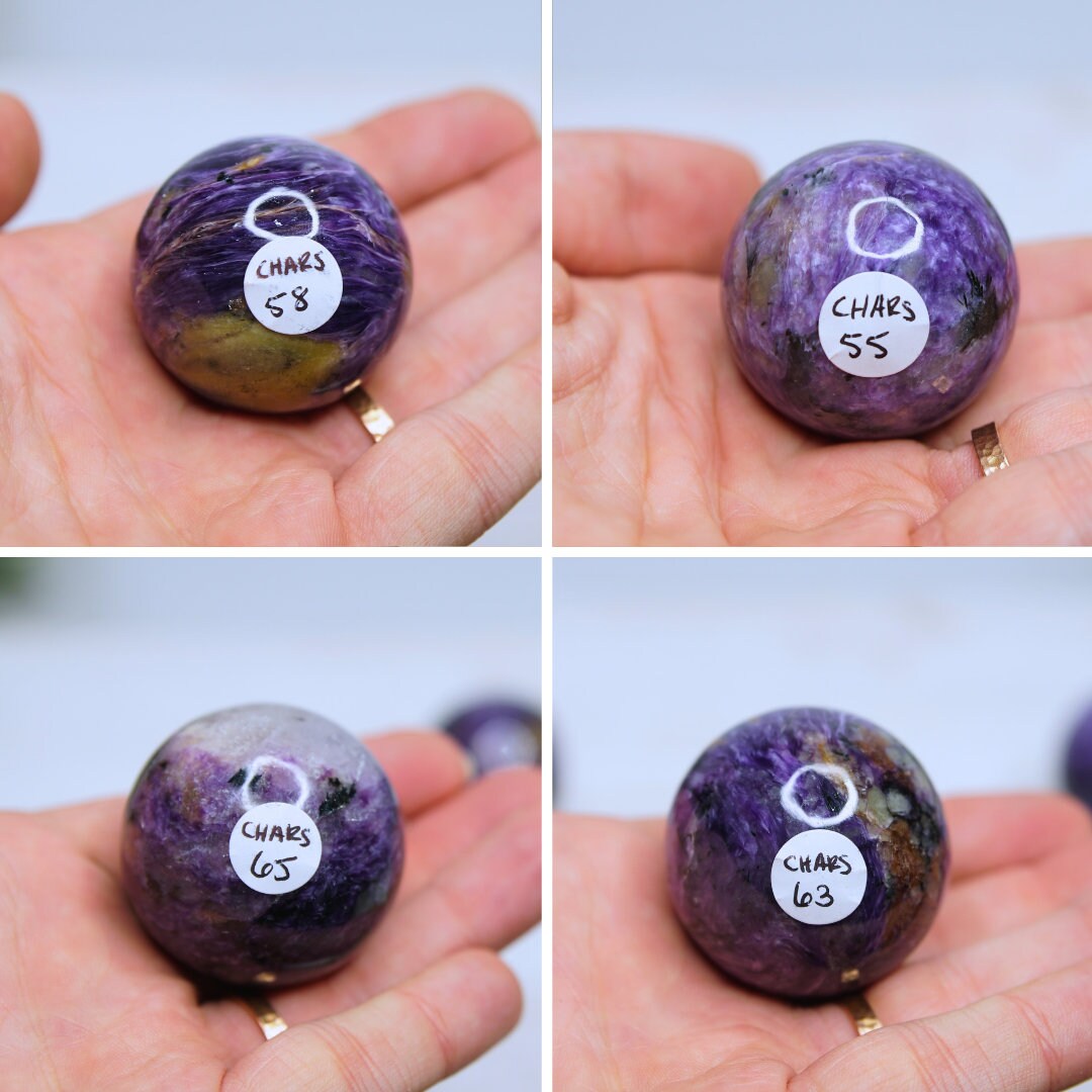 Charoite Spheres Palm Worry Crystal Stone Spiritual Meditation Energy Reiki Crystal Quartz Points Healing Love