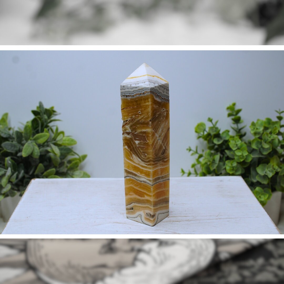CLEARANCE Orange Calcite Tower Crystal Wand Point Gemstone (was 45)