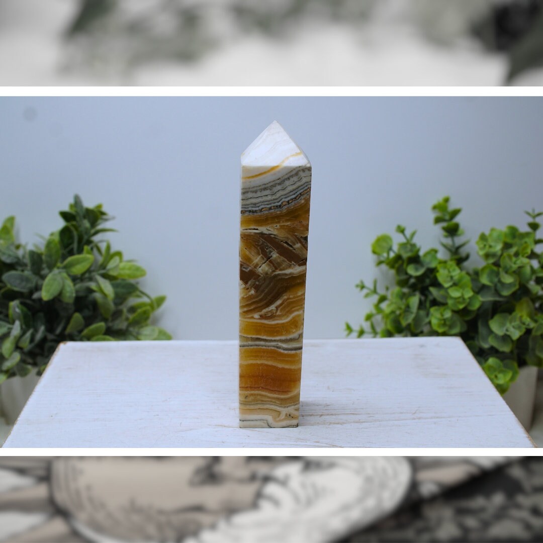 CLEARANCE Orange Calcite Tower Crystal Wand Point Gemstone (was 45)
