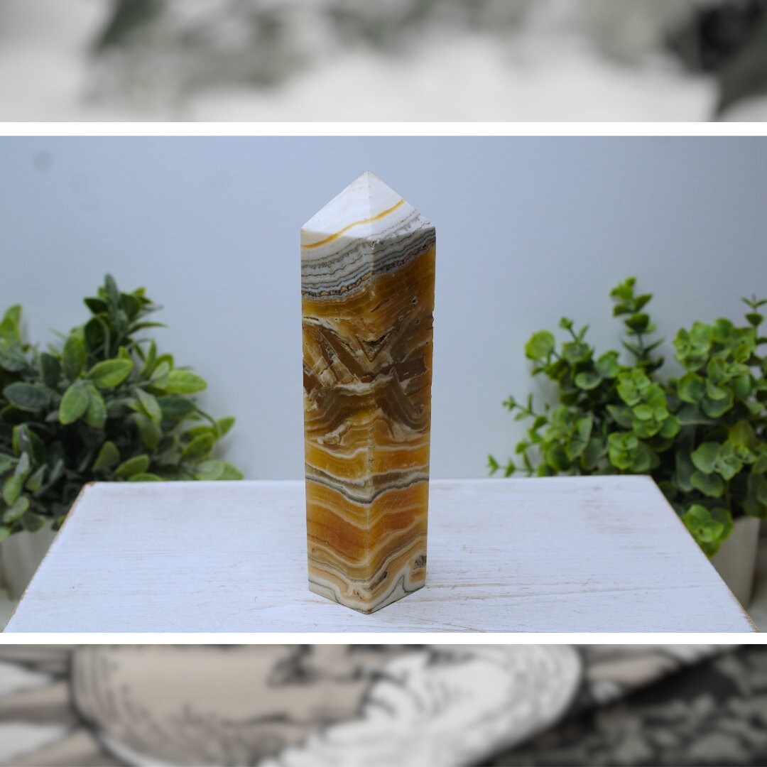 CLEARANCE Orange Calcite Tower Crystal Wand Point Gemstone (was 45)