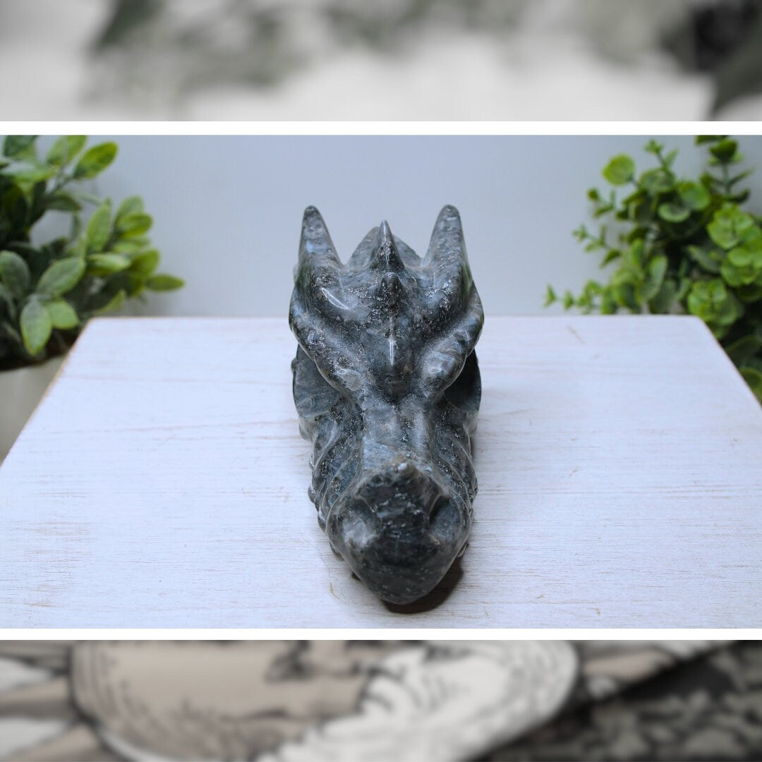 SALE Natural Larkvite Carved Dragon Statue Crystal Gemstone Meditation Energy Reiki