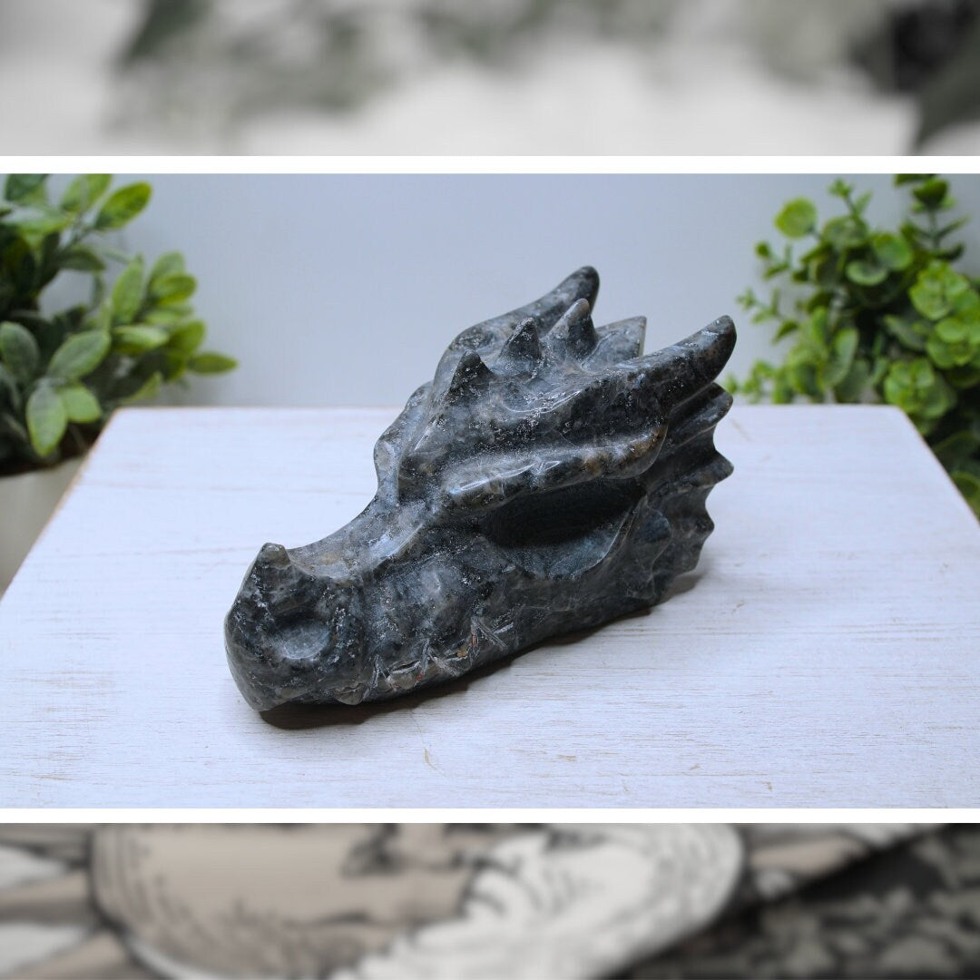 SALE Natural Larkvite Carved Dragon Statue Crystal Gemstone Meditation Energy Reiki