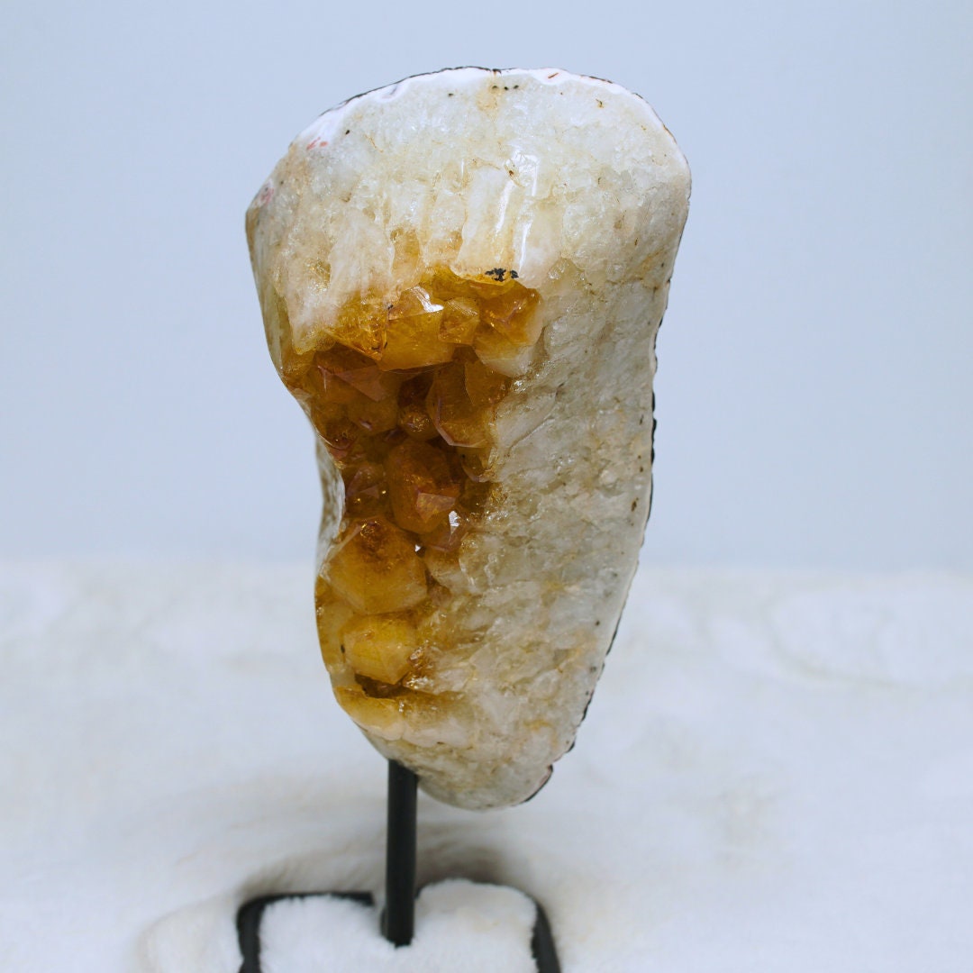 Large Raw Citrine Cluster On Stand Protection, Healing Stone, Reiki, Energy