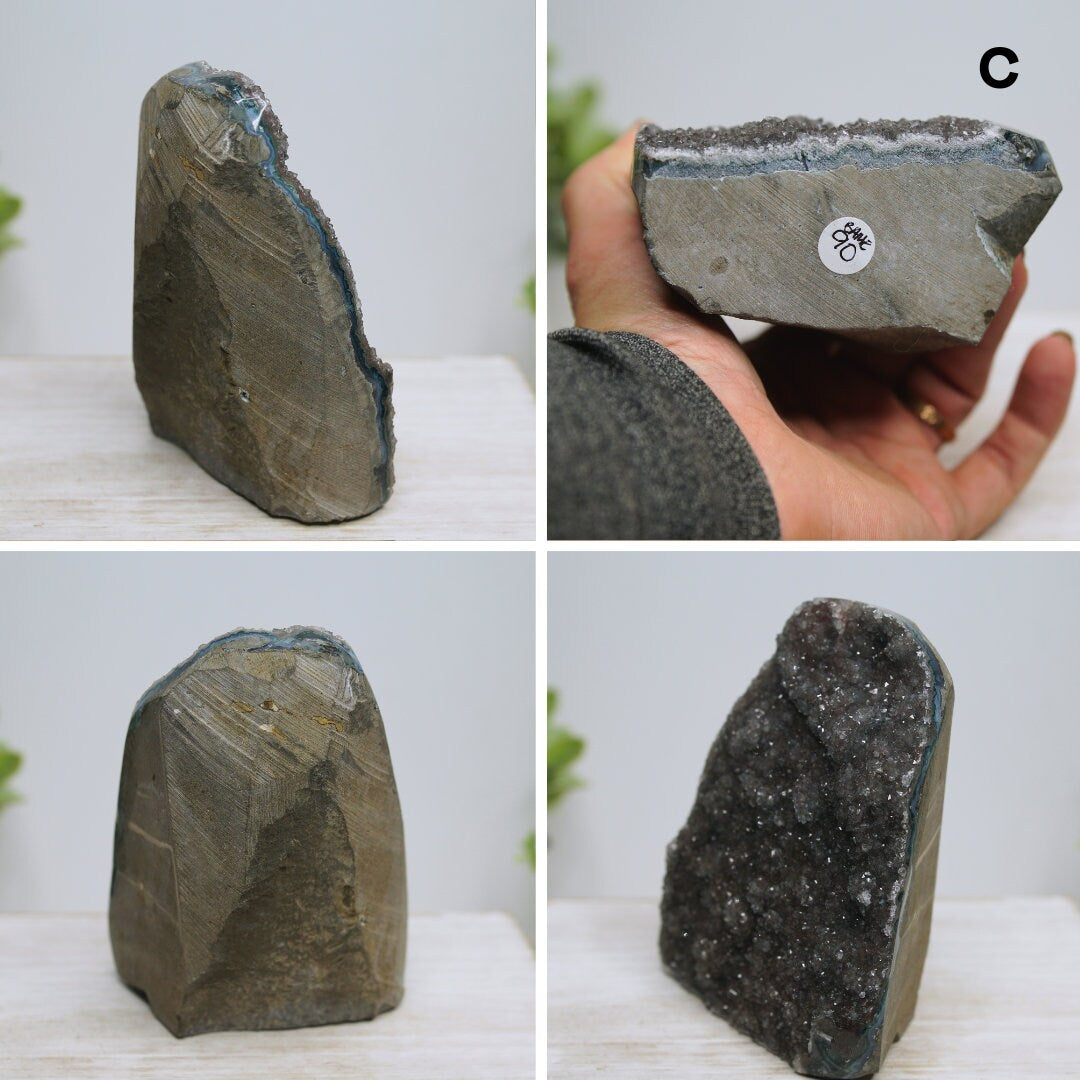 Large BLACK Amethyst Cluster Crystal With Matrix Base, Energy Healing Amethyst, Reiki Crystal Feng Shui Altar Home Decor Office