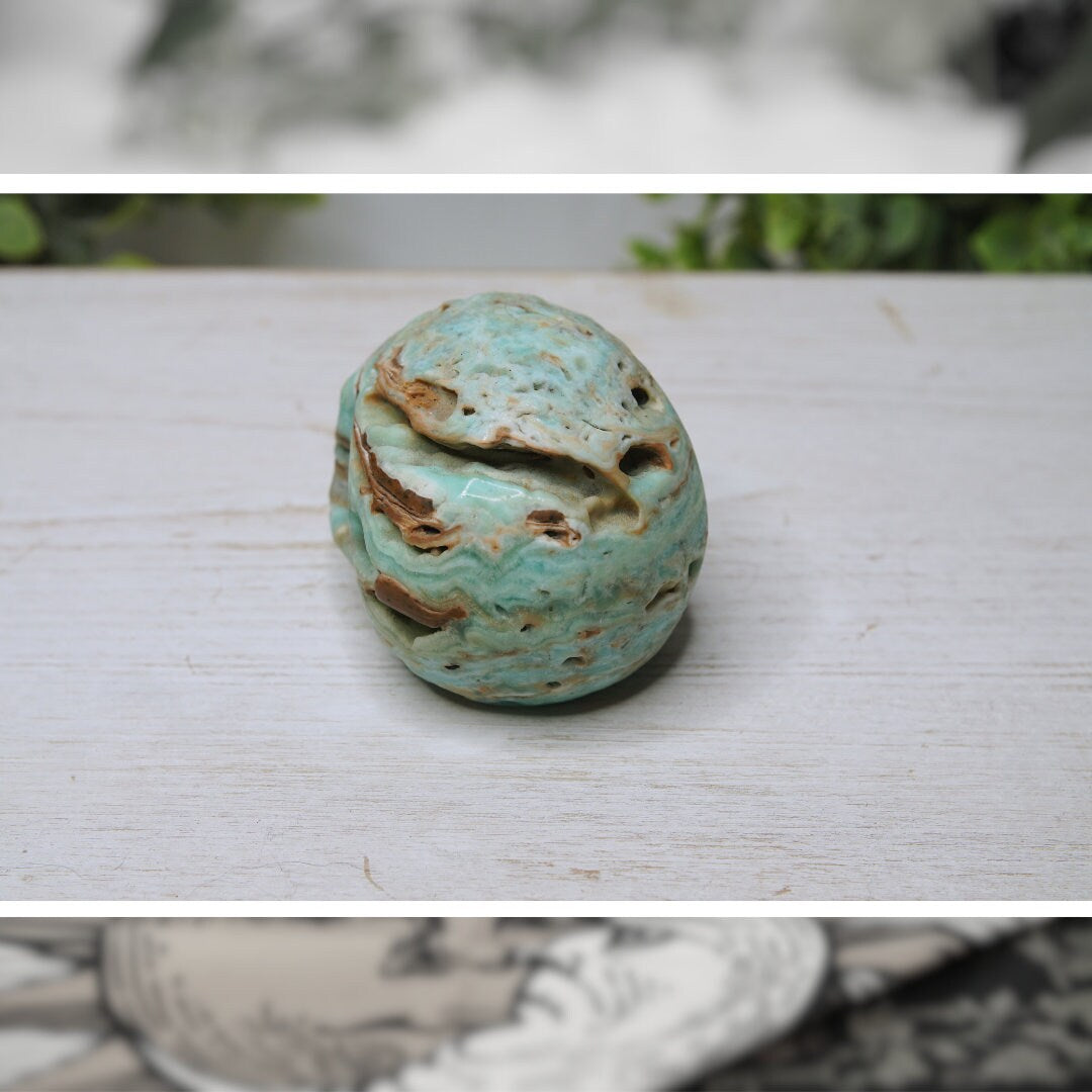 Blue Caribbean Calcite Skull Crystal Carving Gemstone