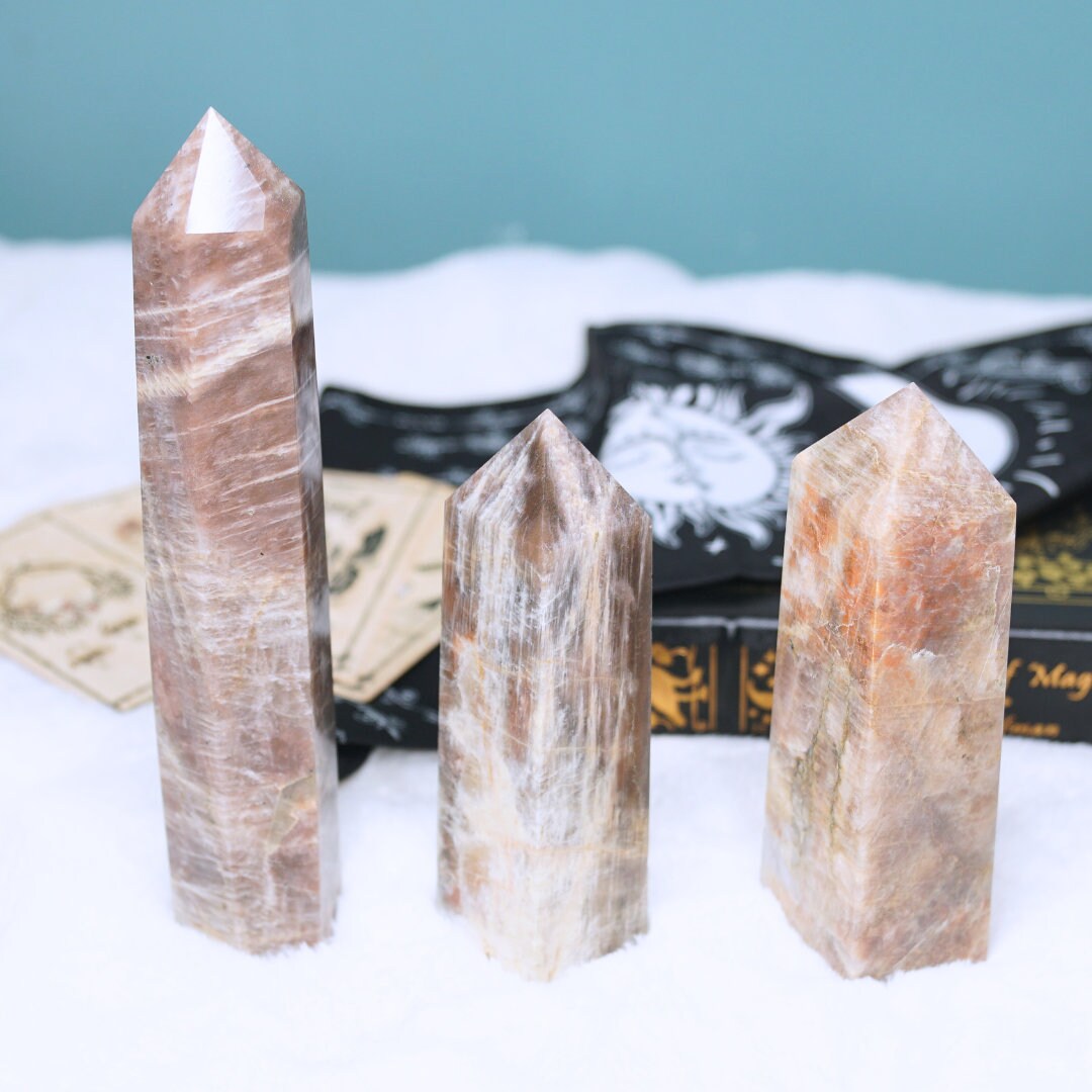 Large Stunning Blue Flash Moonstone Crystal Tower Natural Moonstone Healing Crystal Point Polished Moonstone Stone