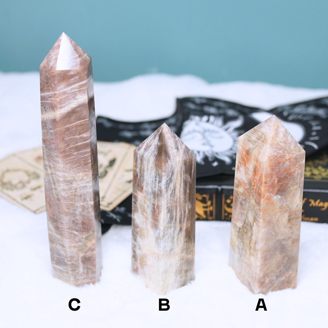Large Stunning Blue Flash Moonstone Crystal Tower Natural Moonstone Healing Crystal Point Polished Moonstone Stone