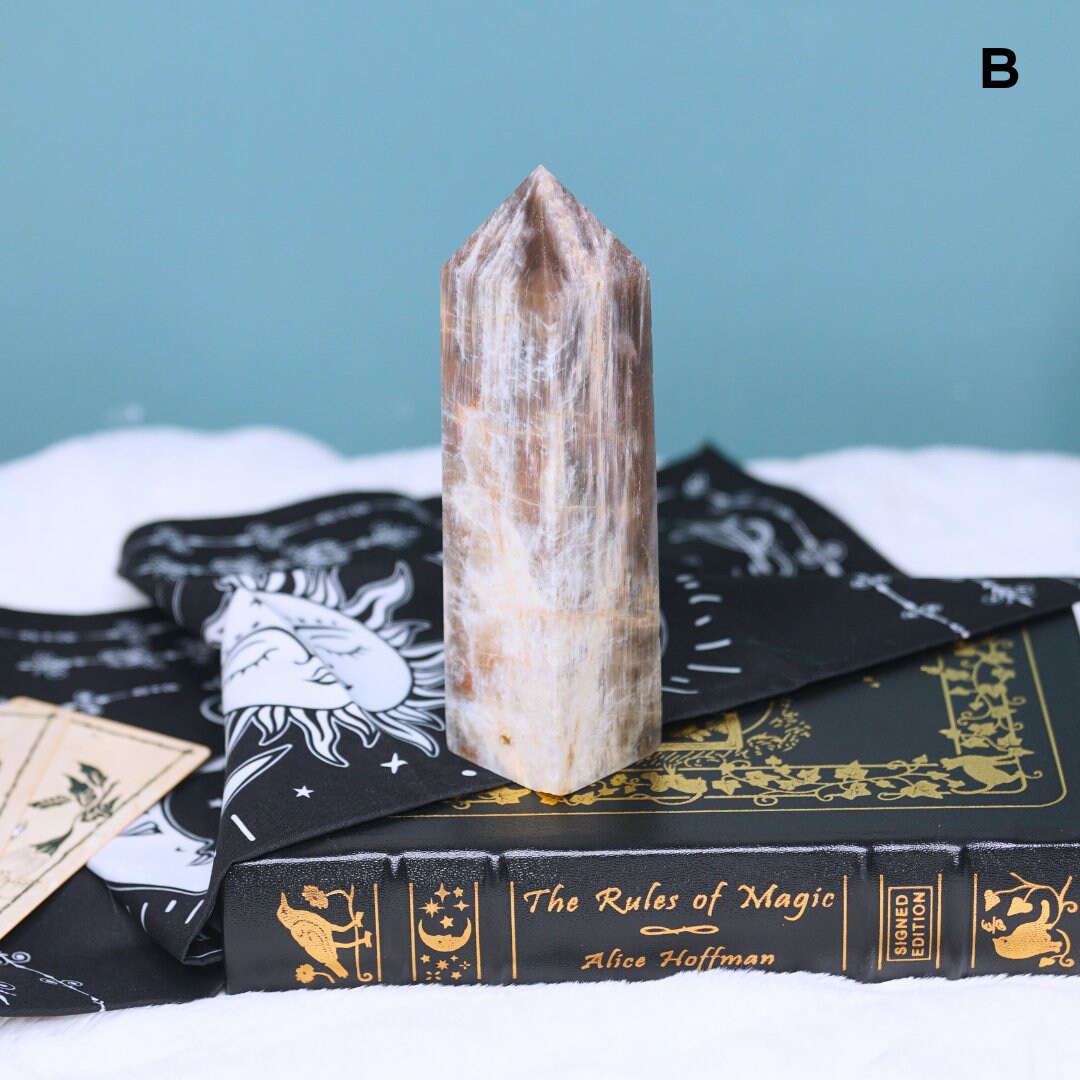 Large Stunning Blue Flash Moonstone Crystal Tower Natural Moonstone Healing Crystal Point Polished Moonstone Stone
