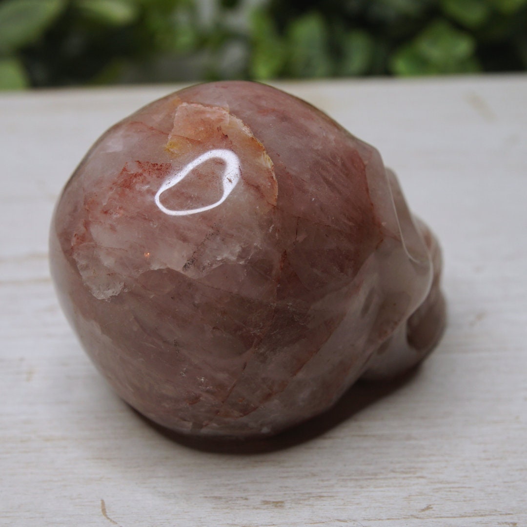 Fire Quartz Skull Crystal Hematoid Quartz Crystal Grounding Chakra Balance Alter Reiki Energy High Quality