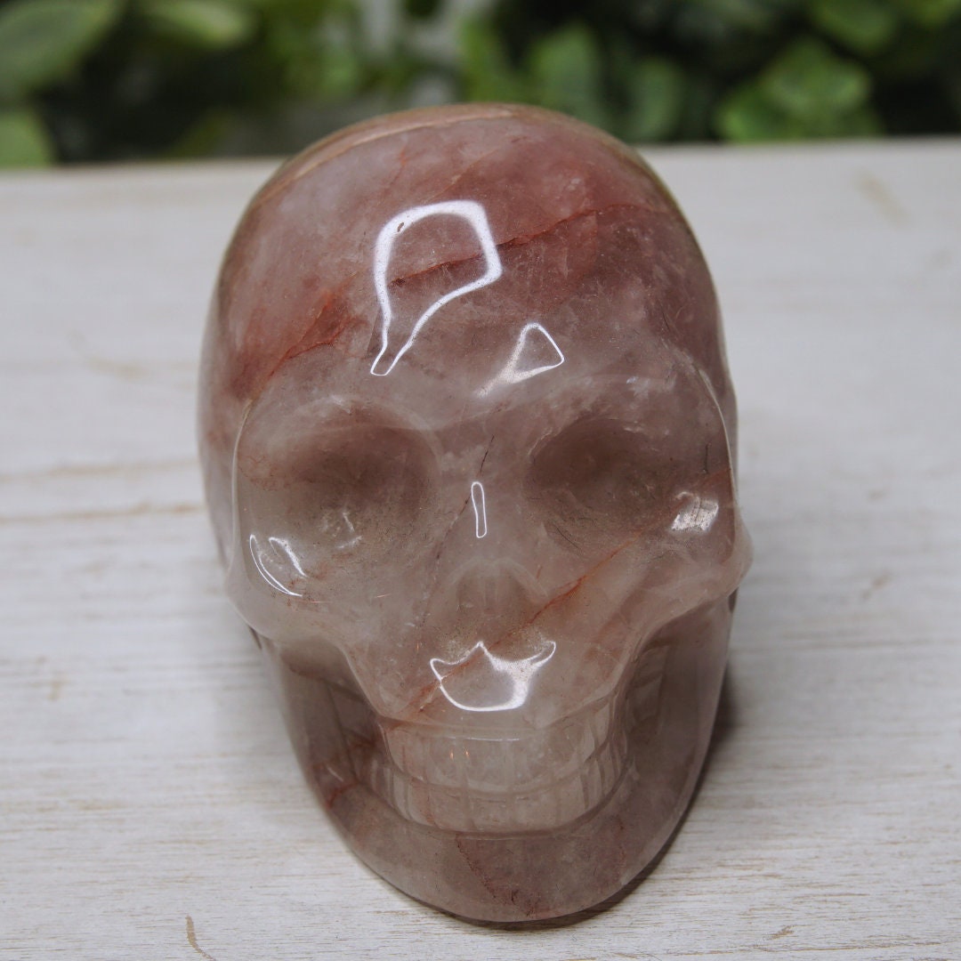 Fire Quartz Skull Crystal Hematoid Quartz Crystal Grounding Chakra Balance Alter Reiki Energy High Quality