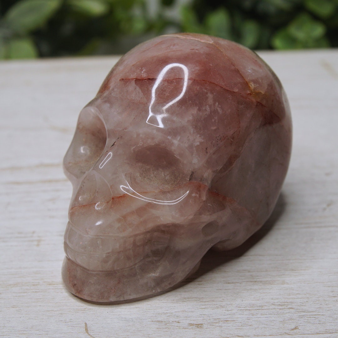 Fire Quartz Skull Crystal Hematoid Quartz Crystal Grounding Chakra Balance Alter Reiki Energy High Quality