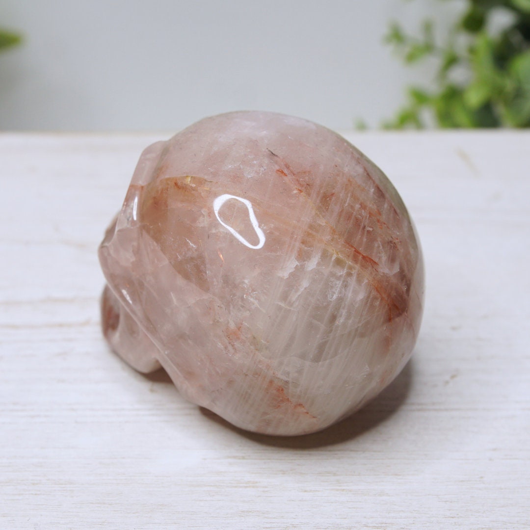 Fire Quartz Carved Crystal Skull Hematoid Quartz Crystal Grounding Chakra Balance Alter Reiki Energy High Quality