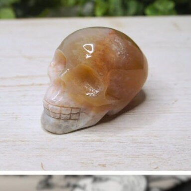 Flower Agate Skull Crystal High Quality, Manifestation Agate Stone Sphere Alter Healing Reiki Metaphysical Gift Feng Shui